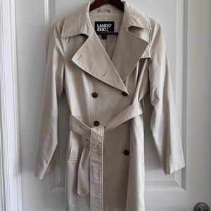 Lands' End Women's Tie Waist Trench Coat Size XS